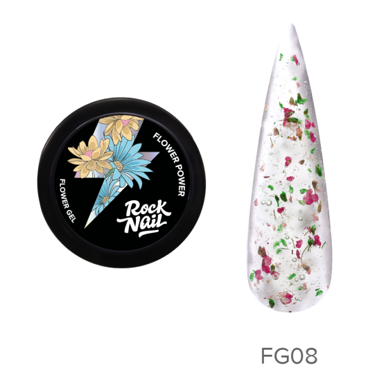 Гель с сухоцветами RockNail Flower Power FG08 Rock'n'Rose 10мл-#234937