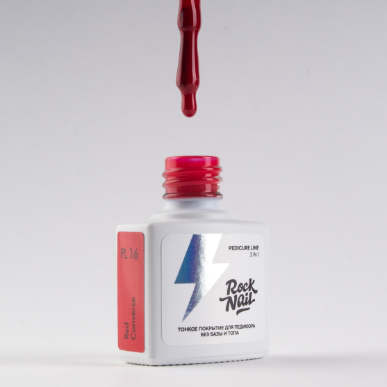 Однофазный гель-лак для педикюра RockNail Pedicure Line 16 Red Converse, 6 мл-#234468