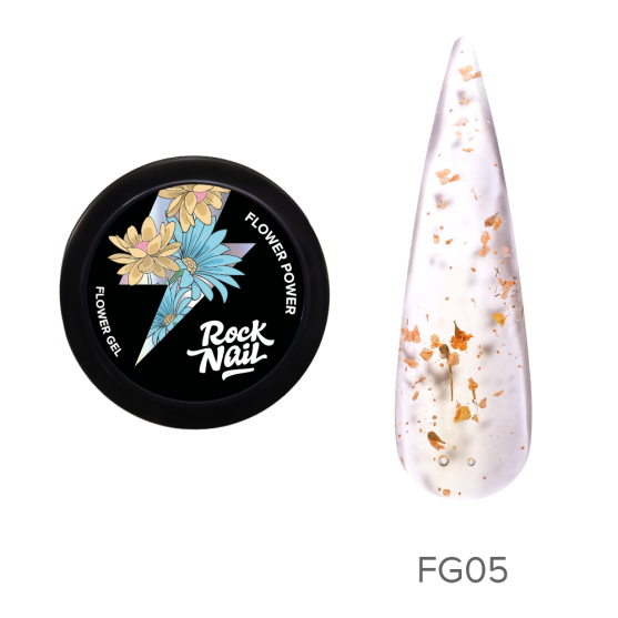 Гель с сухоцветами RockNail Flower Power FG05 Punk Ikebana 10мл-#237516